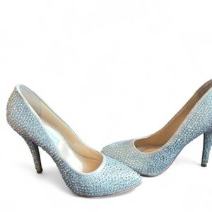Betsy Johnson Crystal Embellished Nude  High Heel Pumps Size 6.5
